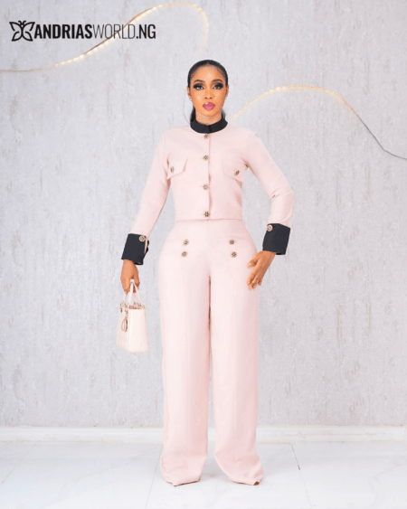 PEACH AND BLACK TROUSER SET